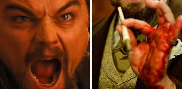 32. "Django Unchained"da Leonardo DiCaprio'nun bir camı öfke içinde masaya vurduğu bir sahnede eli gerçekten kanadı, ama buna rağmen sahneyi bozmayarak oyunculuğuna devam etti.