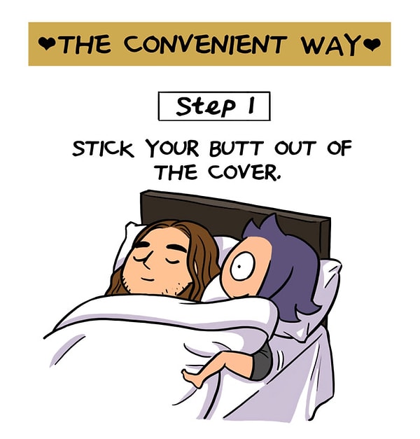 7. Удобный способ. Шаг 1: Высуньте попу из-под одеяла.