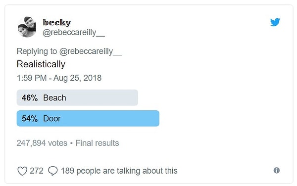 3. 46% считают, что на снимке на запечатлен пляж, 54% полагают, что это дверь.