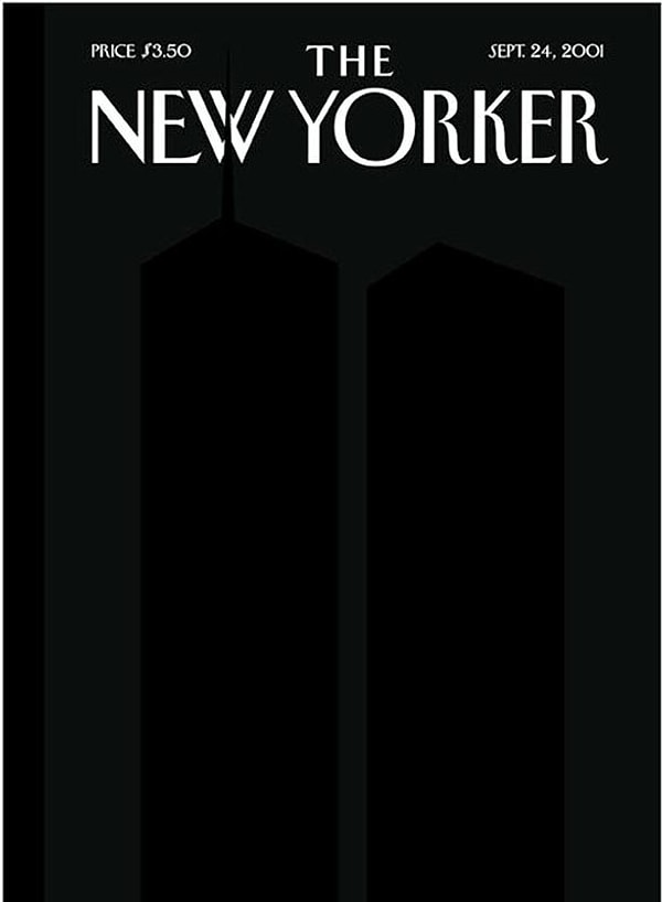 14. На первый взгляд, эта обложка The New Yorker, увидевшая свет 24 сентября 2001 года, может показаться абсолютно черной. Но если приглядеться, то можно заметить на ней силуэты взорванных башен-близнецов Всемирного торгового центра. В отличие от всех обложек в этой статье, эта получила всеобщее одобрение и была признана одной из лучших в истории.