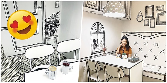 Instagramlık Kafelerin Şahı! Karikatür Görünümlü Dizaynı İle İnsanı Başka Boyutlara Taşıyan Güney Kore'deki İlginç Kafe