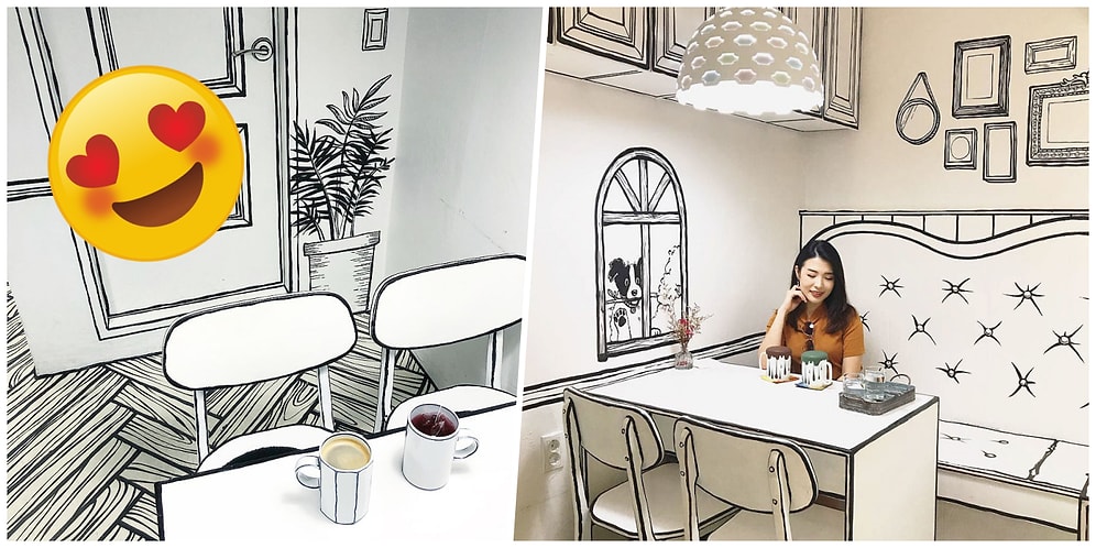 Instagramlık Kafelerin Şahı! Karikatür Görünümlü Dizaynı İle İnsanı Başka Boyutlara Taşıyan Güney Kore'deki İlginç Kafe