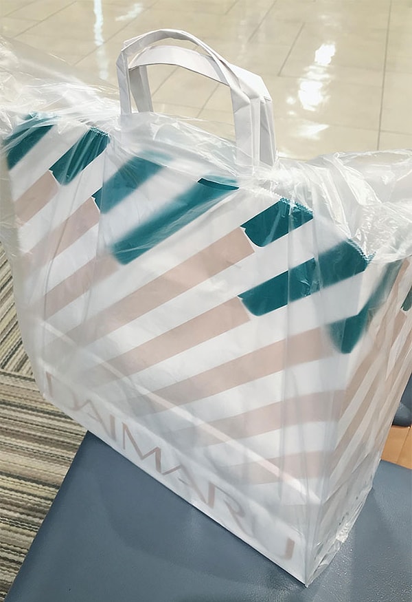 16. Специальная упаковка от дождя для покупок.