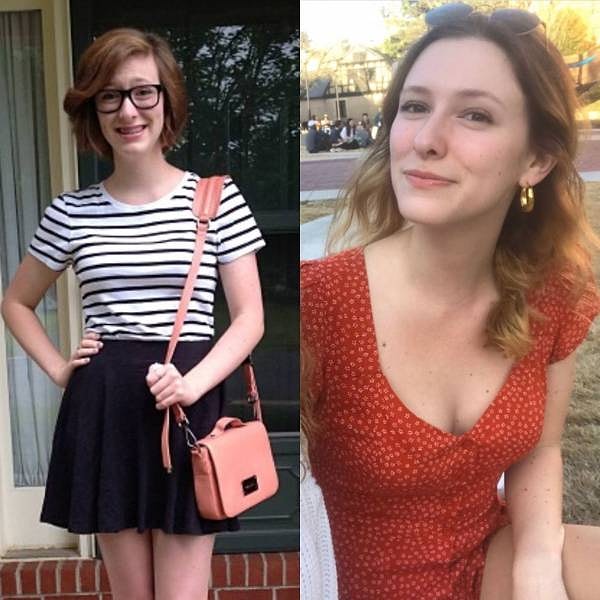 12. "Моя девушка в 15 и 19 лет. Она говорит, что в школе была ботаном"