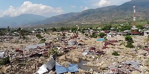 Endonezya'da Deprem ve Tsunaminin Neden Olduğu Yıkımın Havadan Kaydedilen Korkunç Görüntüleri
