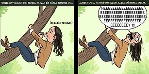 ''İnsanlar Hayvanlar Gibi Flört Etseydi?'' Sorusuna Çizimleriyle Cevap Veren Sanatçının Gülme Garantili Karikatürleri