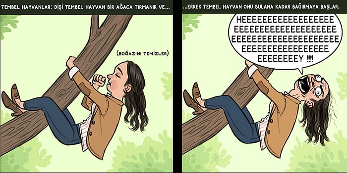 ''İnsanlar  Hayvanlar Gibi Flört Etseydi?'' Sorusuna Çizimleriyle Cevap Veren Sanatçının Gülme Garantili Karikatürleri