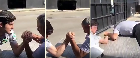 Bilek Güreşi Yapacağız Diye Kendilerini Kaybeden Güvenlik Görevlileri
