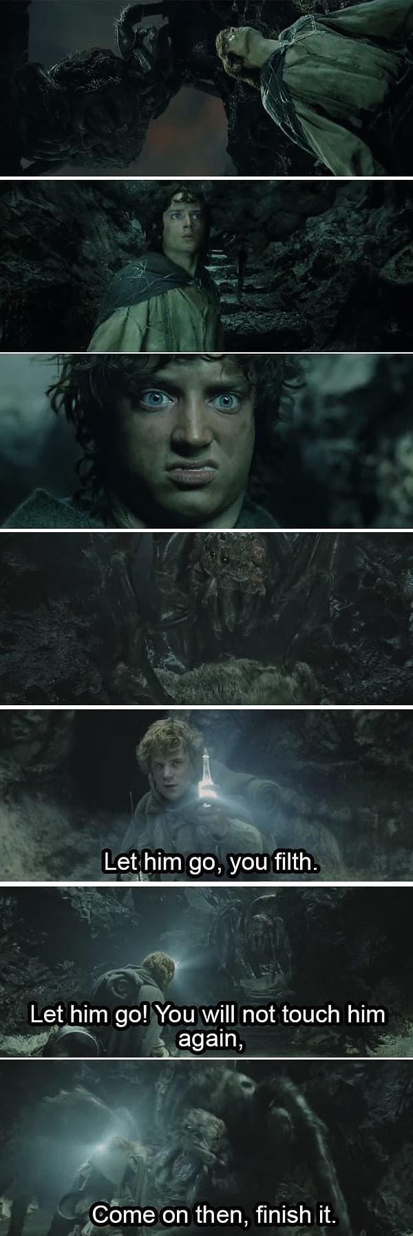 11. Bu muhabbetten iki saniye sonra Frodo'nun Sam olmadan affedersiniz bir b*ka yaramayacağını görüyoruz.