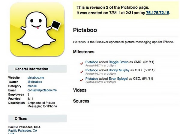 8. Snapchat могло называться Pictaboo.