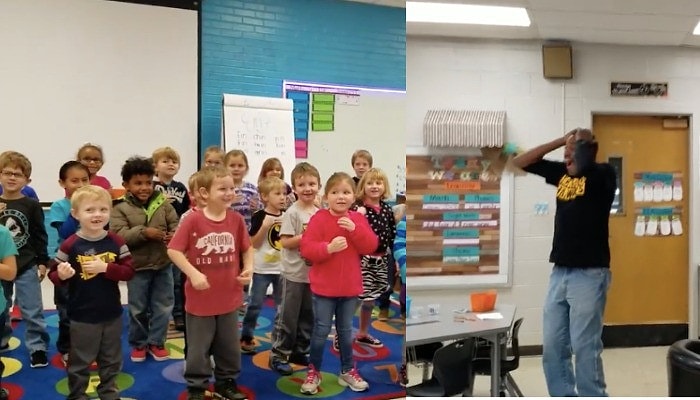 Okulun Güvenlik Görevlisinin Doğum Gününü Kutlamak İçin İşaret Dili Öğrenen Ufaklıklar