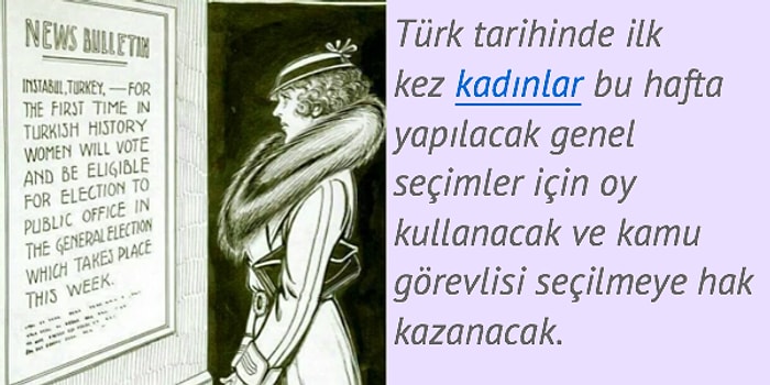 Kanadalı Bir Çizerin Elinden Çıkan Türkiye'deki Kadınların Seçme ve Seçilme Hakkı Kazanmasıyla İlgili Karikatür Sosyal Medyanın Gündeminde