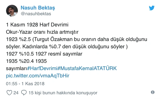 Harf Devrimi'nin getirdiği yenilikleri ve sağladığı okuma kolaylığını savunanlar, Osmanlı döneminde okuma-yazma oranını hatırlattı ?