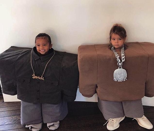 Saint West and  his cousin Reign Disick dressed up as Lil Pump and KanyeWest from the rappers’ music video “I Love It.”
