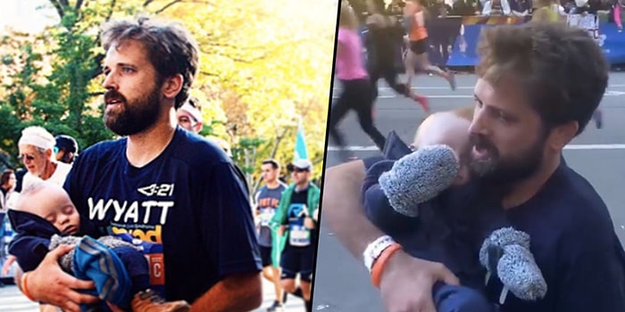 Katıldığı Maraton Yarışını Kucağında Down Sendromlu Çocuğunu Taşıyarak Bitiren Baba!