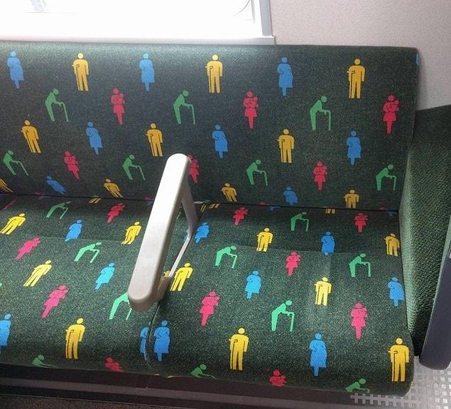 15. The seat pattern on the train tells you where priority seating is.