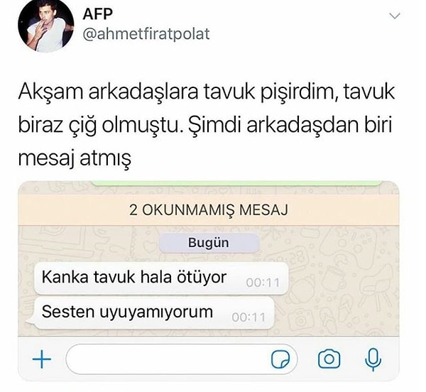 1. Tavukları pişirmemişem.