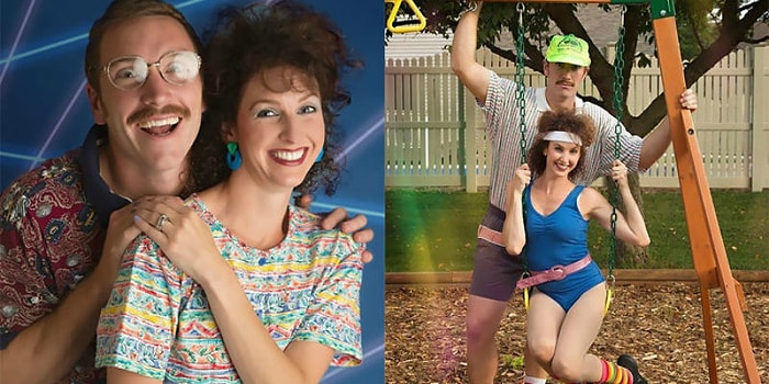 Как в 80-х : Пара решила отметить 10-летний юбилей, снявшись в странной фотосессии