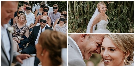 Görme Engelli Gelinin Yaşadıklarını Biraz Olsun Anlayabilmek İçin Düğünde Gözlerini Bağlayan Koca Yürekli Konuklar