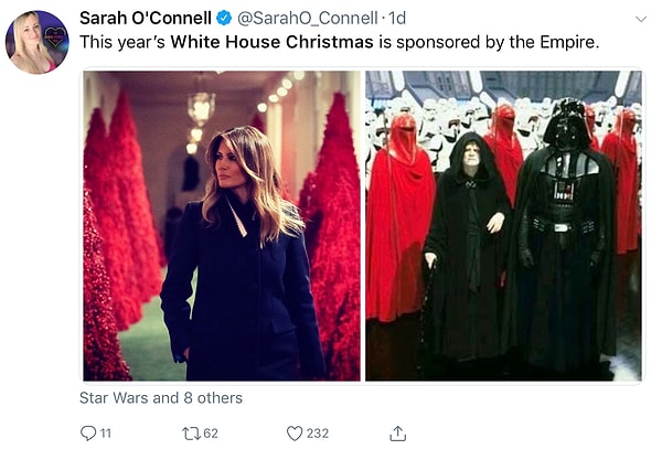 6. «В этом году спонсором рождественских украшений для Белого дома выступает Империя».