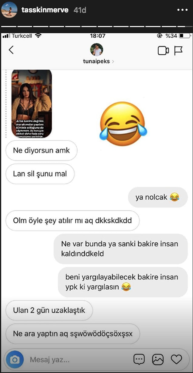 Hatta bu açıklamadan sonra arkadaşlarının kendisine attığı mesajları da yayınladı.