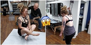 Pes Doğrusu! Derisine Geçirilen Kancalarla Kendisini Tavana Astıran Piercing Bağımlısı Kadın
