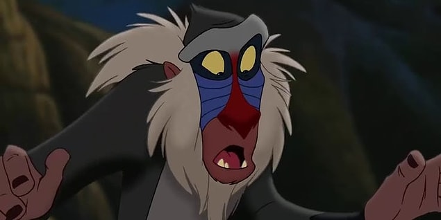 10. Filmde kendini bir babun olarak kabullenen Rafiki aslında hem babun hem de bir mandril.