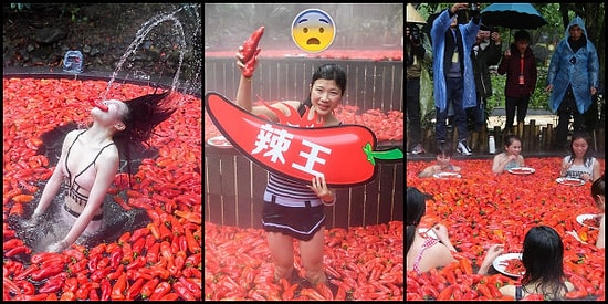 Çin'de Yapılan Acı Biber Yeme Yarışmasında 20 Acı Biberi 1 Dakikada Yiyen Kadın