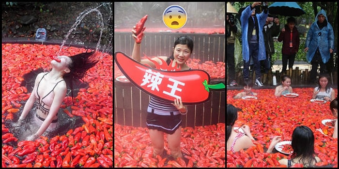Çin'de Yapılan Acı Biber Yeme Yarışmasında 20 Acı Biberi 1 Dakikada Yiyen Kadın