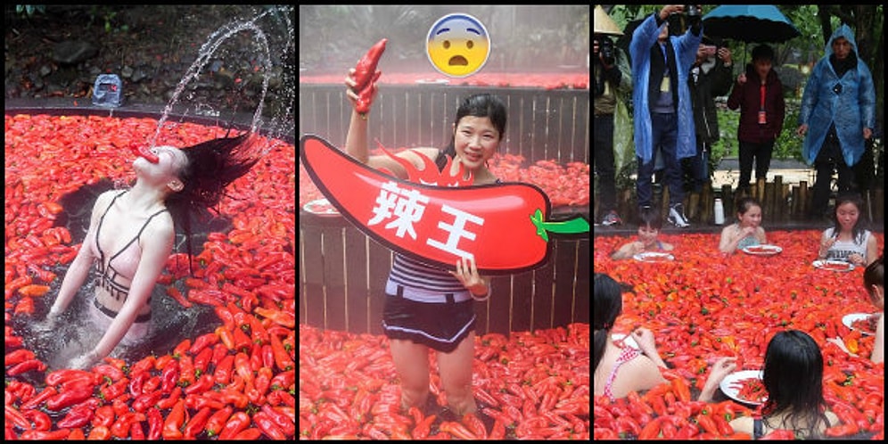 Çin'de Yapılan Acı Biber Yeme Yarışmasında 20 Acı Biberi 1 Dakikada Yiyen Kadın