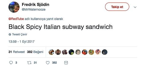 1. Siyah baharatlı İtalyan usulü Subway sandviç