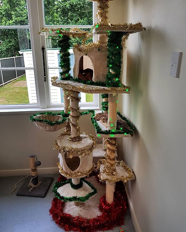 17. Новогоднее дерево у любителей усатых