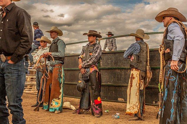 Avustralyalı kovboylar geleneksel bir festivalde.