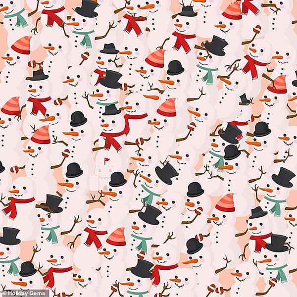 6. Хотите спрятаться так, чтобы вас никто не нашел? Тогда лучше затеряться в толпе снеговиков, в чем вы убедились по картинке выше. На этот раз среди них нужно найти песочный замок.