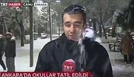 Canlı Yayın Yapan TRT Muhabirini Kar Topu Yağmuruna Tutan Çocuklar