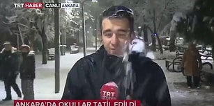 Canlı Yayın Yapan TRT Muhabirini Kar Topu Yağmuruna Tutan Çocuklar