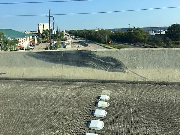 4. Ну кто-то ведь остановился прямо на дороге, чтобы сделать фото отпечатка шины, который безумно похож на колибри...