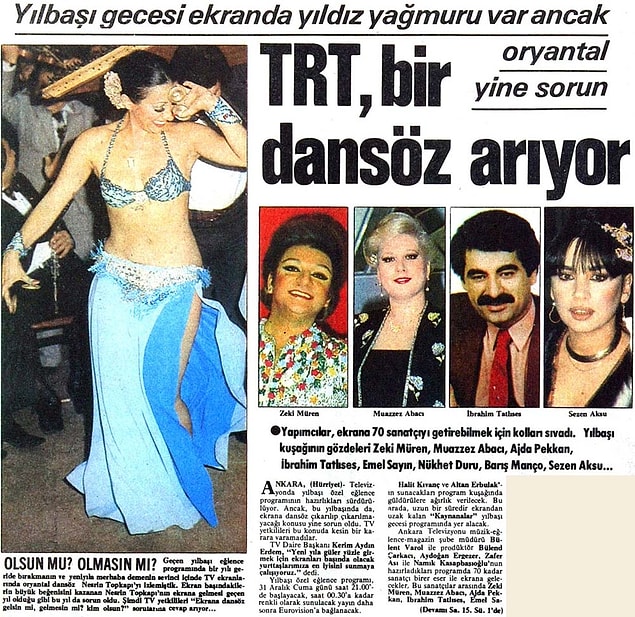 16. TRT yine oryantal sorununu çözememiş.