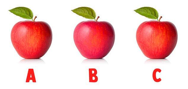 9. KIRMIZI: Hangi elma diğer ikisinden farklı?