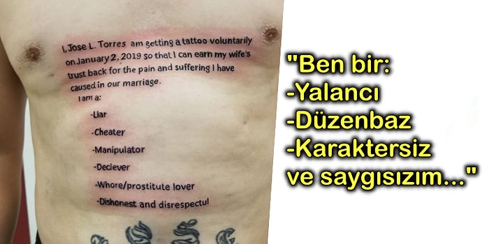 Aldattığı Karısı Kendisini Affetsin Diye Vücuduna Dövme Yaptırarak Özür Dileyen Adamın Dramı