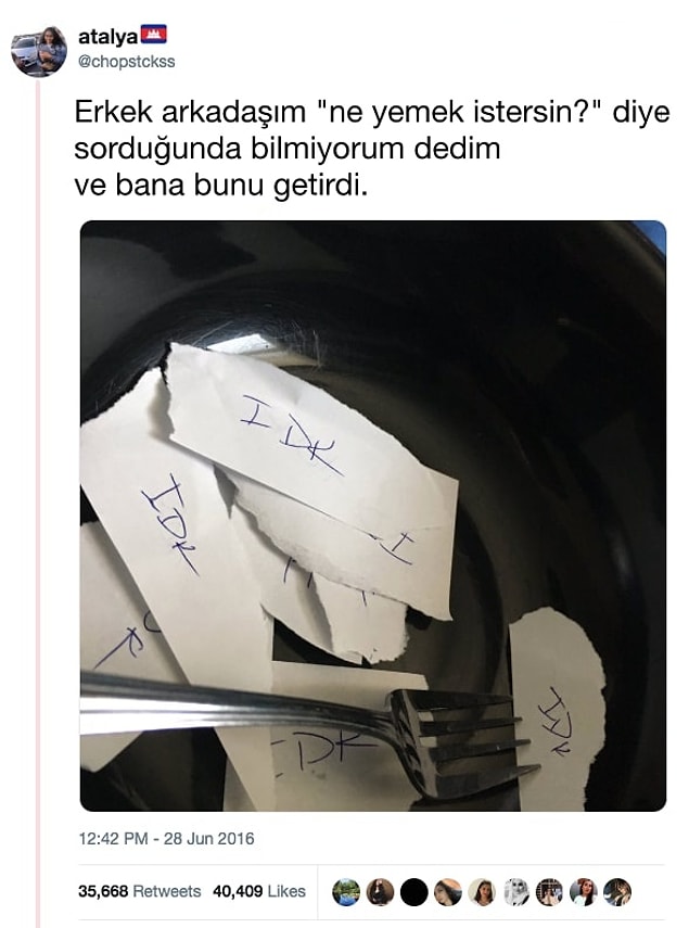 3. Al sana bir tabak dolusu "bilmiyorum".