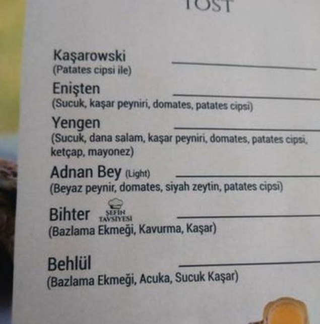 13. Bir tost yiyecektik konu nerelere geldi.