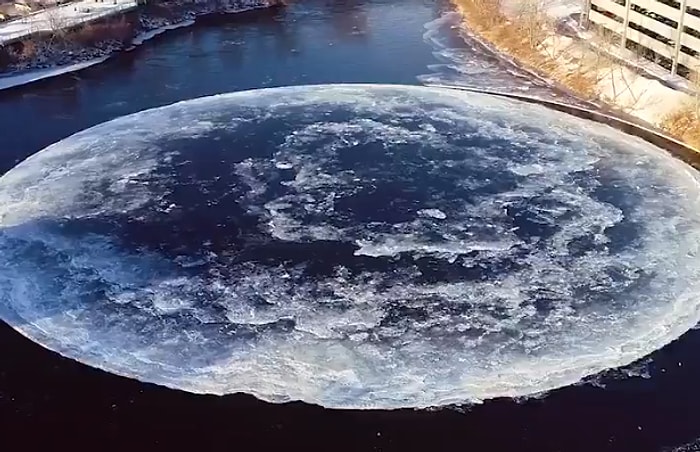 ABD'de Nehir Üzerinde Oluşan Buz Diskinin Muhteşem Görüntüleri!