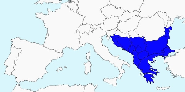 5. Какая часть Европы отмечена на карте синим цветом?