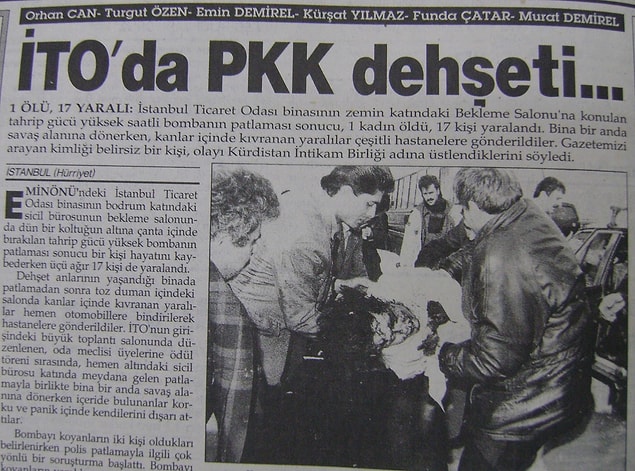 1992: İstanbul Ticaret Odası'na bırakılan çanta içindeki saatli bombanın patlaması sonucu 1 kişi öldü, 16 kişi yaralandı.