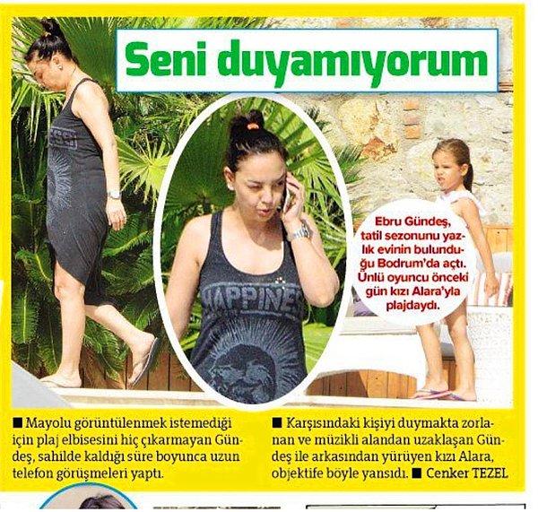4. Tatil sezonunu açan Ebru Gündeş'in plaj elbisesini hiç çıkarmamasına ve müzik sesinden uzaklaşarak telefonda konuşmasına ne demeli peki?