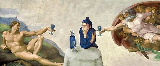 Русский художник подставляет «Любительницу абсента» Пикассо в другие известные картины, и это истерика