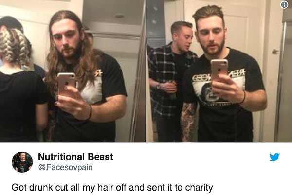 2. Напился, остриг волосы и отдал их на благотворительность 👏