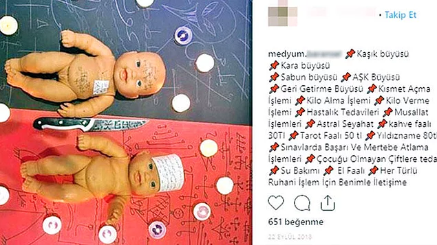 Instagram sayfalarında dolandırıcılar, farklı isimlerde büyü çeşitlerini görsel materyaller ile birlikte takipçilerine sunuyor.