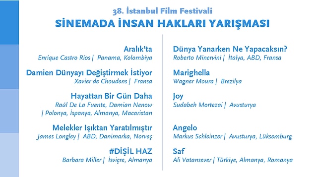 Sinemada İnsan Hakları Yarışması’nda ise bu yıl 10 film yarışacak.